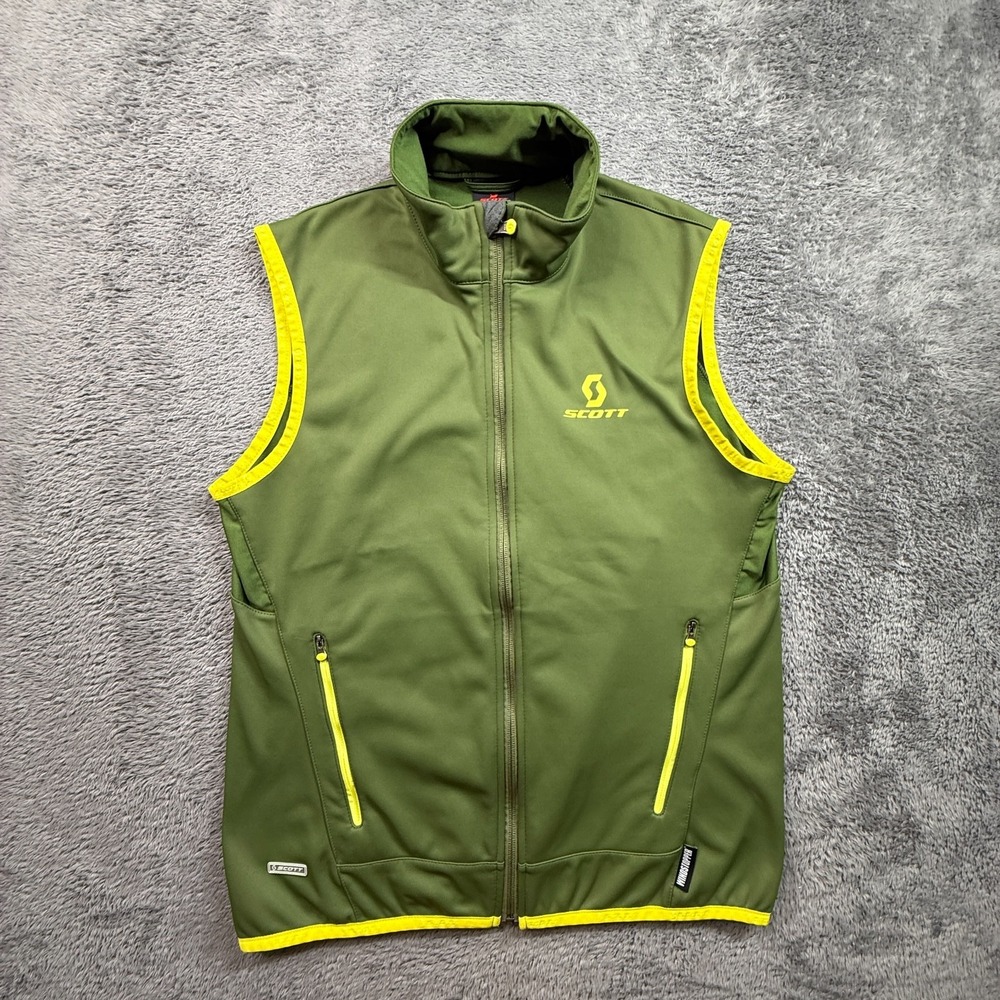 SCOTT Cycling Windstopper Fleece Lined Vest Green Mens M Zip Pockets Outdoor